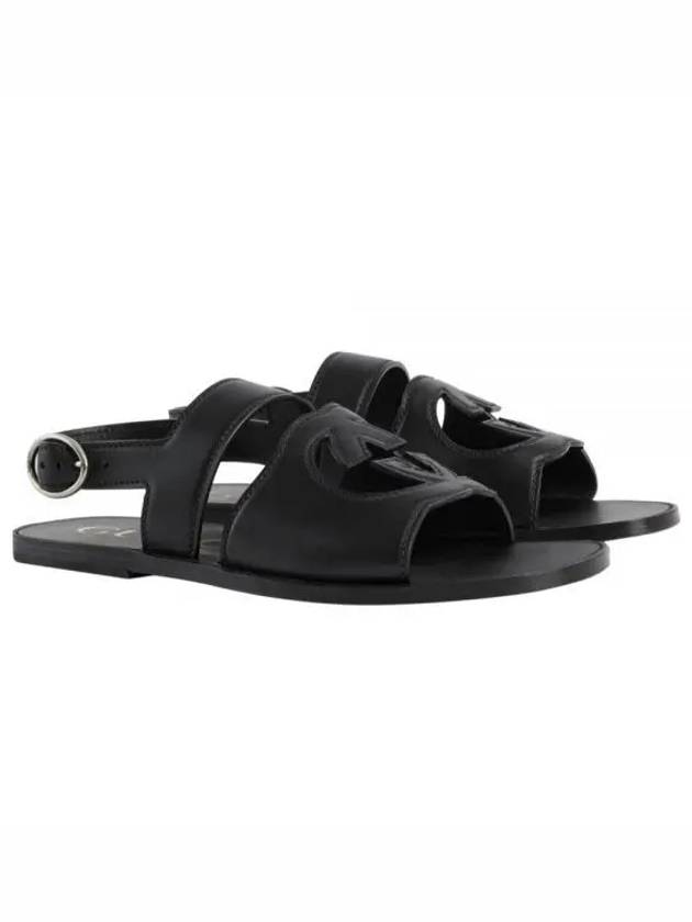 Men's Interlocking G Leather Sandals Black - GUCCI - BALAAN 2