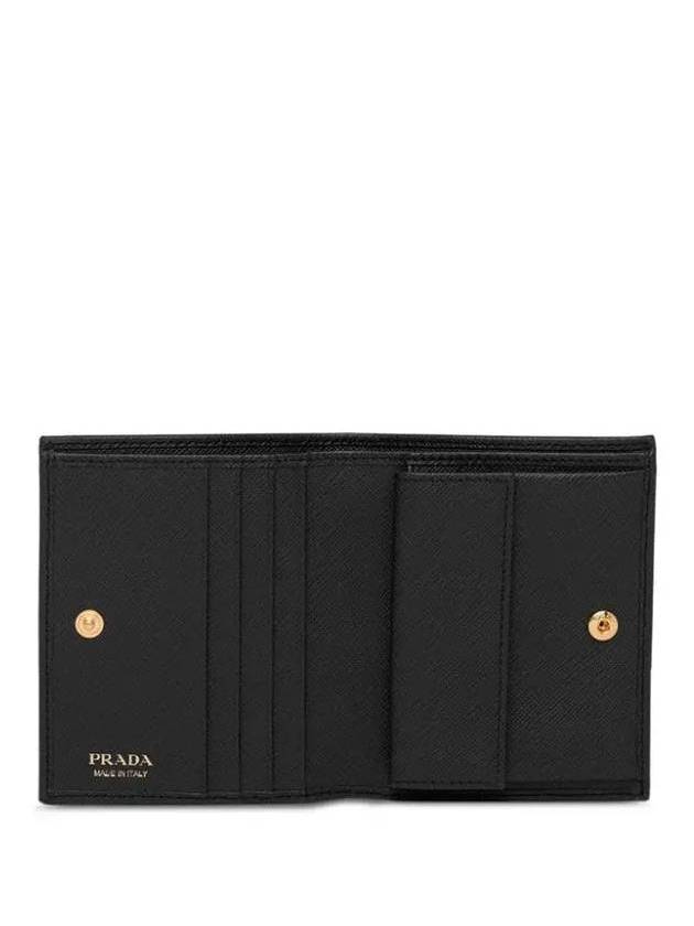 Gold Hardware Triangle Logo Saffiano Half Wallet Black - PRADA - BALAAN 5