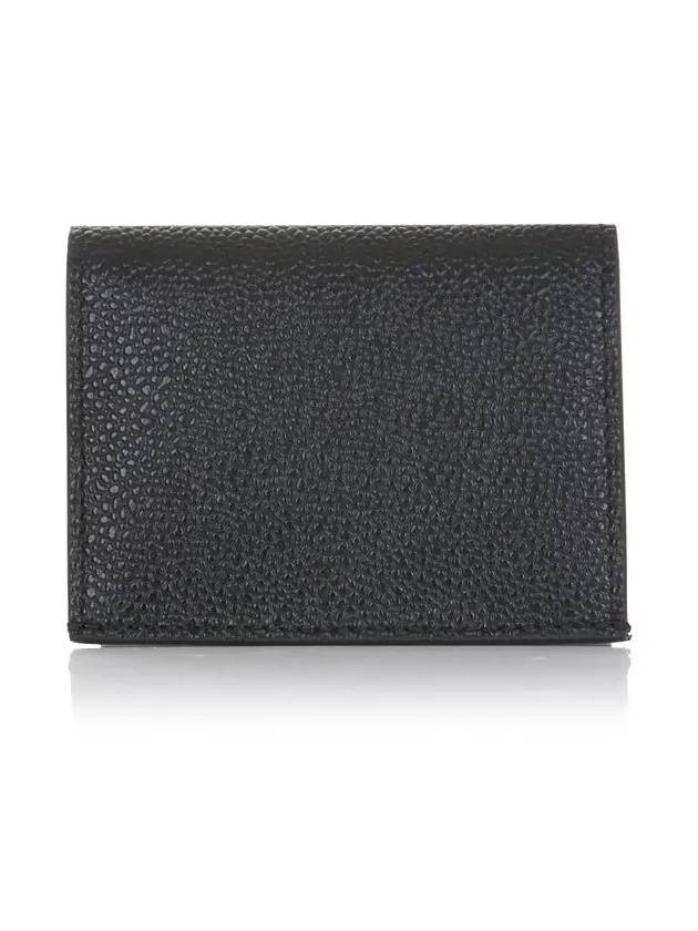 Pebble Grained Leather Double Card Wallet Black - THOM BROWNE - BALAAN 3