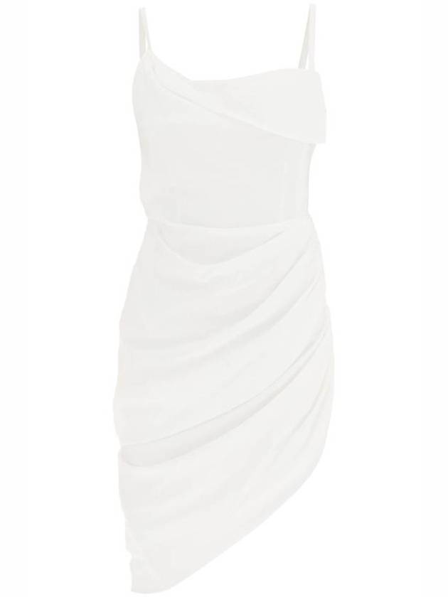 La Robe Saudade Asymmetric Draped Midi Dress White - JACQUEMUS - BALAAN 2