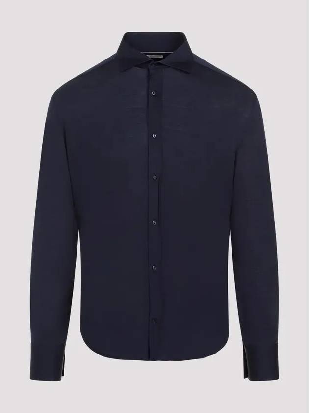 Silk Long Sleeve Shirt Navy - BRUNELLO CUCINELLI - BALAAN 2