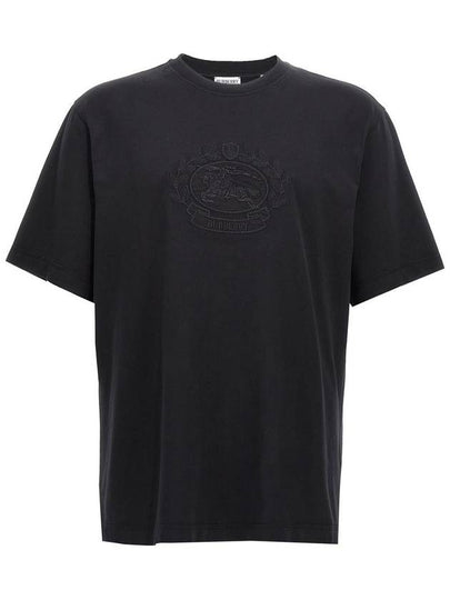 Embroidered Logo Cotton Short Sleeve T-Shirt Black - BURBERRY - BALAAN 2