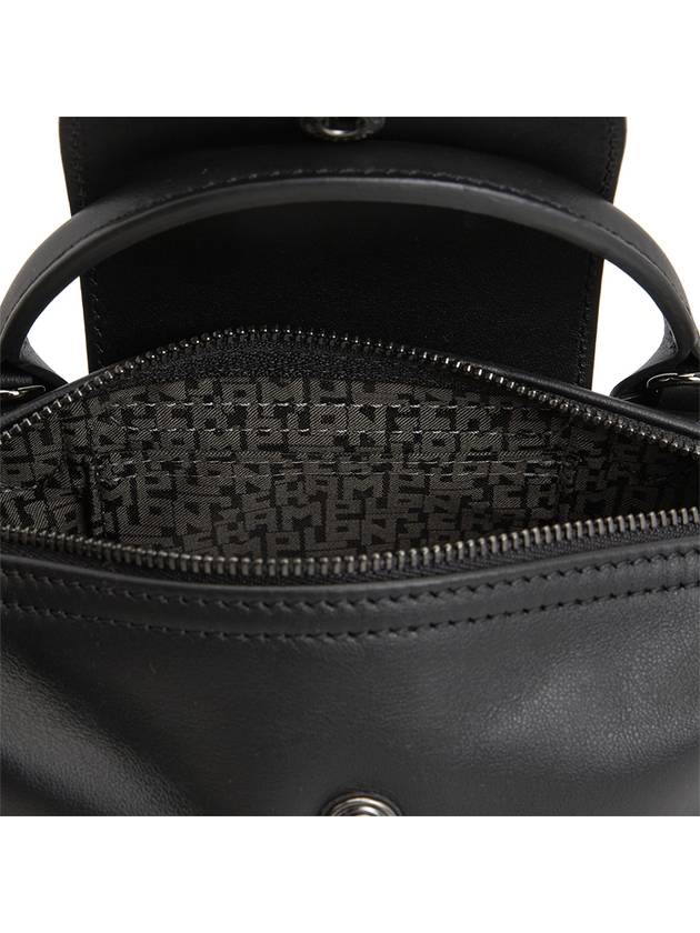 Le Pliage Logo Leather Tote Bag Black - LONGCHAMP - BALAAN 10