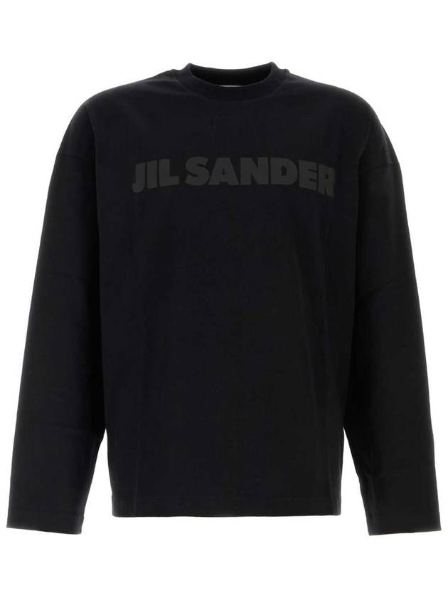 Logo Print Cotton Long Sleeve T-Shirt Black - JIL SANDER - BALAAN 2