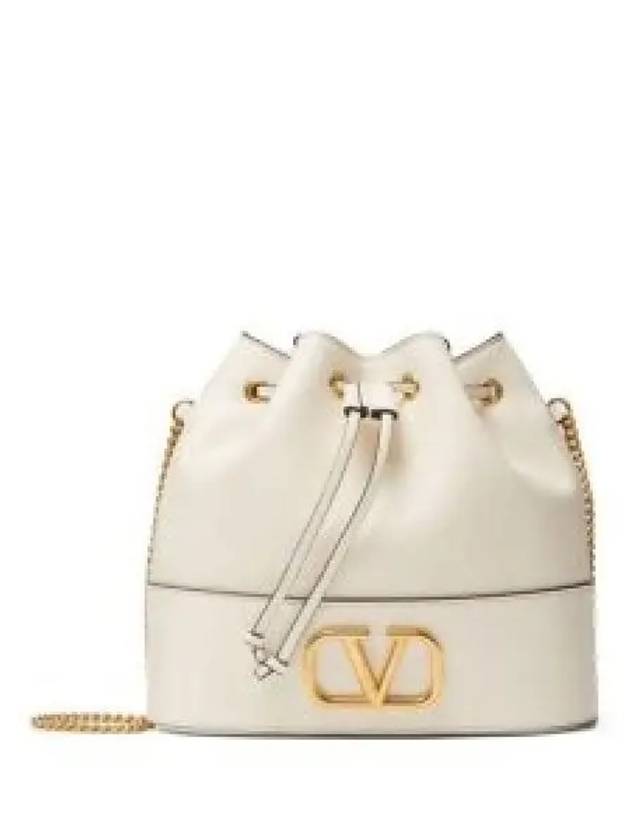 V Logo Chain Bucket Bag White - VALENTINO - BALAAN 2