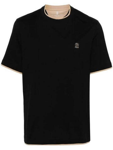 Short Sleeve T-Shirt Black - BRUNELLO CUCINELLI - BALAAN 1