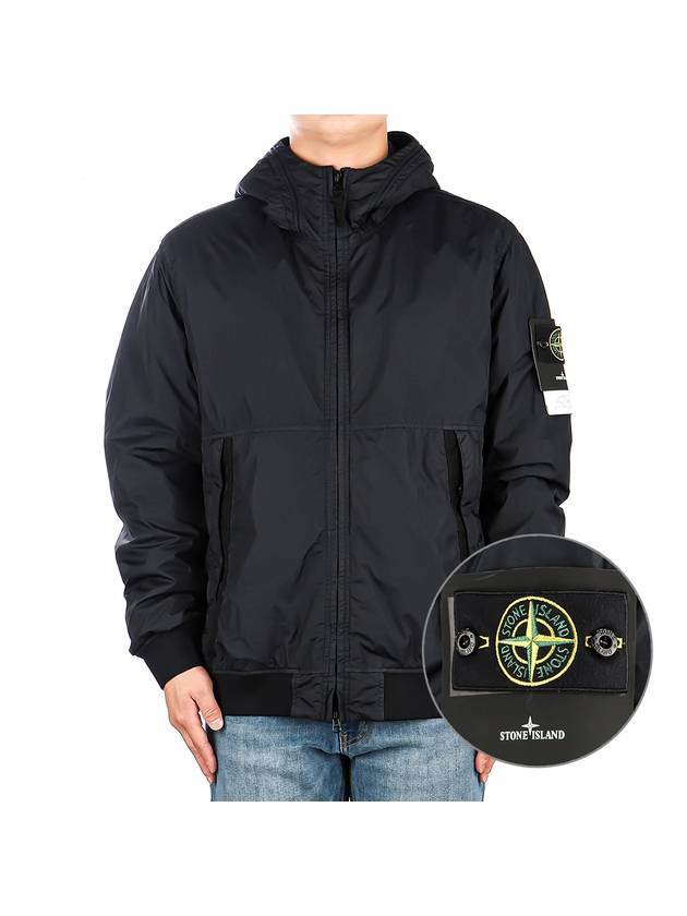 Men's Garment Dyed Crinkle Reps Recycled Nylon Primaloft TC Hooded Jacket Navy - STONE ISLAND - BALAAN 2