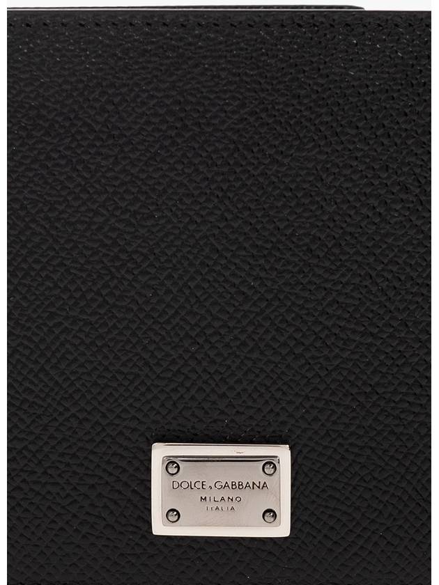 Logo Plaque Calf Leather Half Wallet Black - DOLCE&GABBANA - BALAAN 6