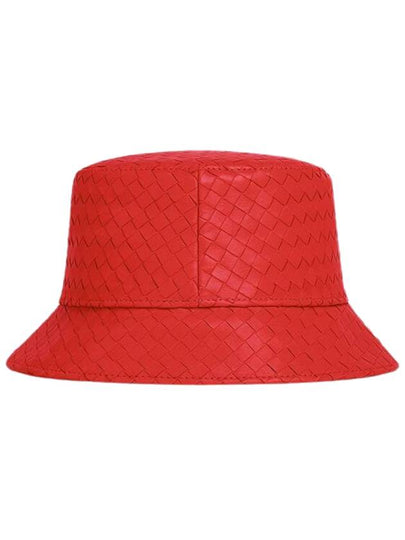 Intrecciato Leather Bucket Hat Red - BOTTEGA VENETA - BALAAN 2