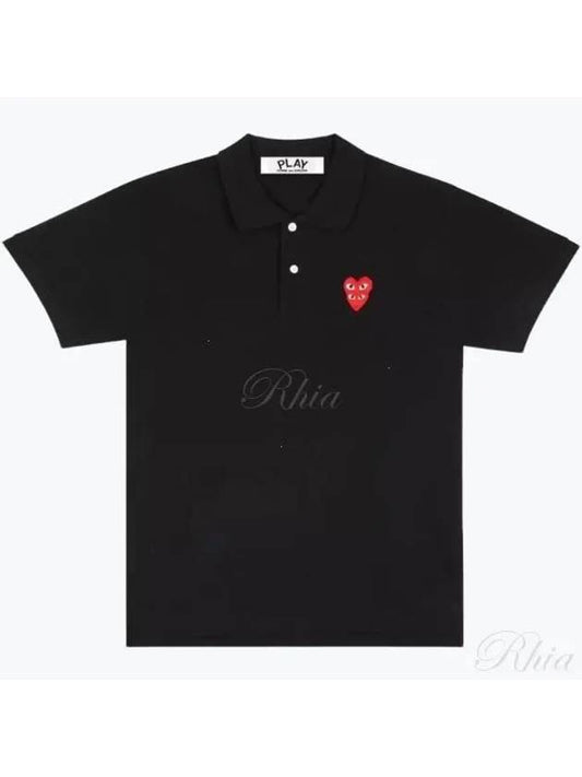 Double Heart Waffen Men's Collar Short Sleeve T-Shirt Short Sleeve T-Shirt AZ T290 051 1 - COMME DES GARCONS - BALAAN 1