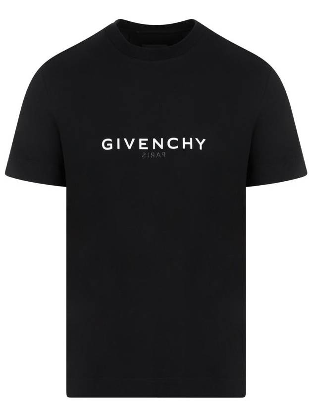 Men's Reverse Logo Round Slim Short Sleeve T-Shirt Black - GIVENCHY - BALAAN 2