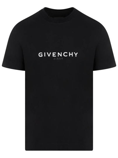 Men's Reverse Logo Round Slim Short Sleeve T-Shirt Black - GIVENCHY - BALAAN 2