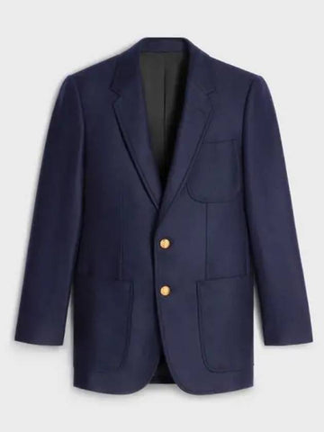 Classic Cashmere Flannel Jacket Navy - CELINE - BALAAN 1