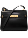 Manhattan Mini Embossed Gold-Tone Logo Leather Cross Bag Black - SAINT LAURENT - BALAAN 2