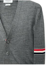 Stripe Armband Merino Wool Cardigan Grey - THOM BROWNE - BALAAN 4