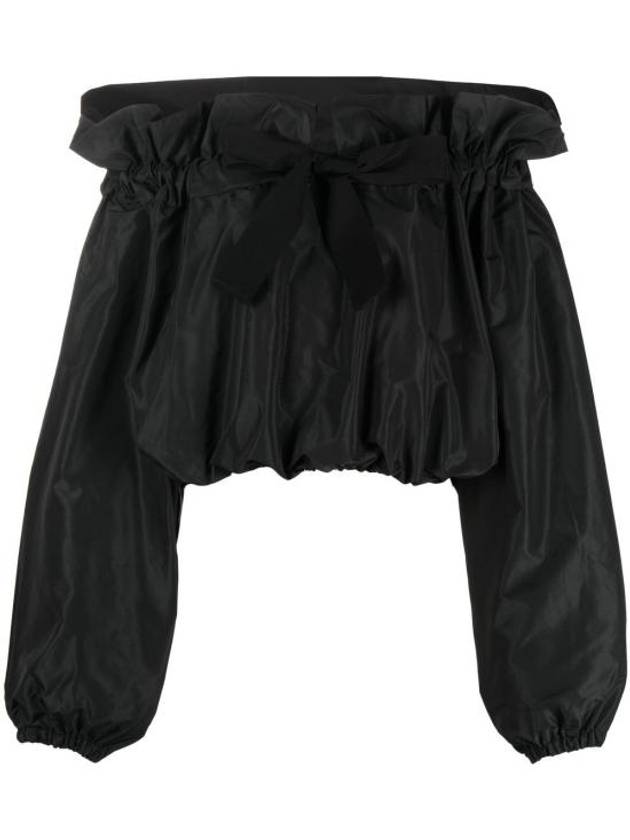 Puff Sleeve Crop Blouse Black - PATOU - BALAAN 1