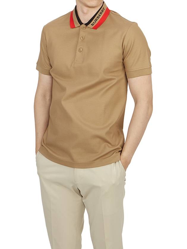 Logo Stripe Short Sleeve Polo Shirt Brown - BURBERRY - BALAAN 5