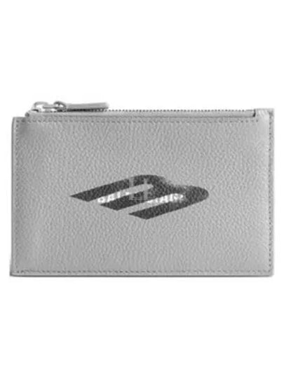 Logo Zipper Card Wallet Heather Grey - BALENCIAGA - BALAAN 2