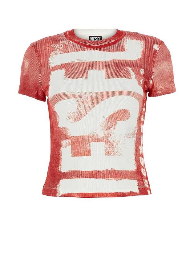 T-Skinzy Distressed Short Sleeve T-Shirt Red - DIESEL - BALAAN 1