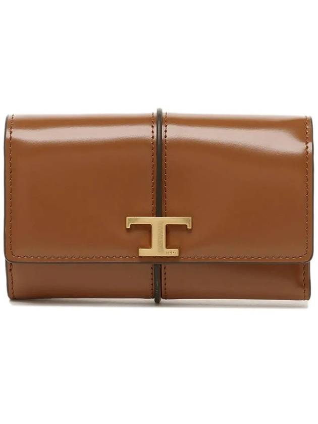 T Timeless Leather Medium Wallet Brown - TOD'S - BALAAN 3