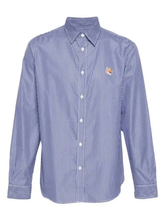 Fox Head Stripe Long Sleeve Shirt Blue - MAISON KITSUNE - BALAAN 2