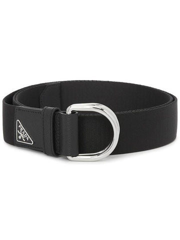 Triangle Logo D-Ring Nylon Belt Black - PRADA - BALAAN 1