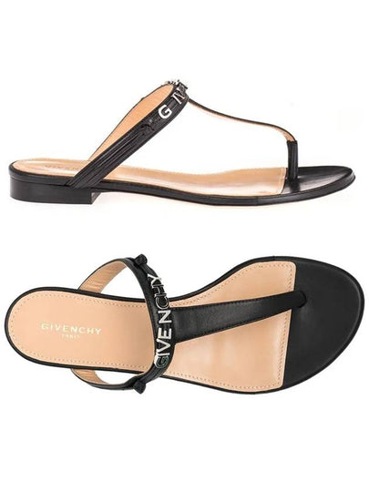 Metal Logo T Strap Sandals Black - GIVENCHY - BALAAN 2