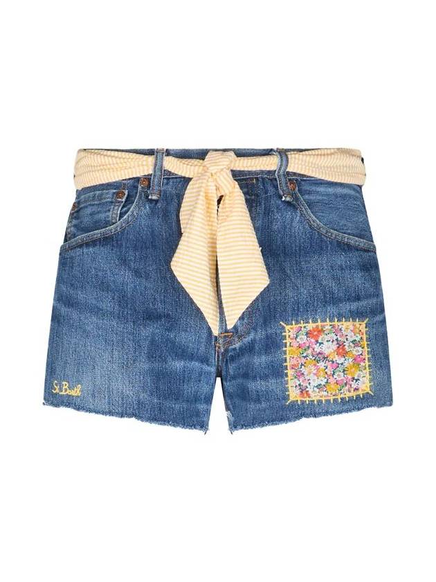 MC2 Saint Barth Arizona Attached-Scarf Denim Shorts - MC 2 SAINT BARTH - BALAAN 1