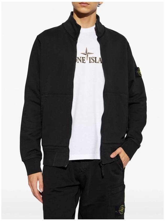 Cotton Full Zip Sweatshirt Black - STONE ISLAND - BALAAN 5