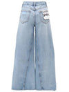 diagonal wide light blue pants - GANNI - BALAAN 2