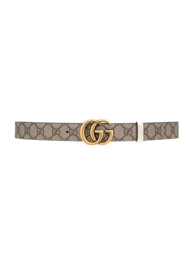 GG Marmont Supreme Canvas Leather Reversible Belt White - GUCCI - BALAAN 1