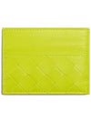 Intrecciato Leather Card Wallet Acid Green - BOTTEGA VENETA - BALAAN 3