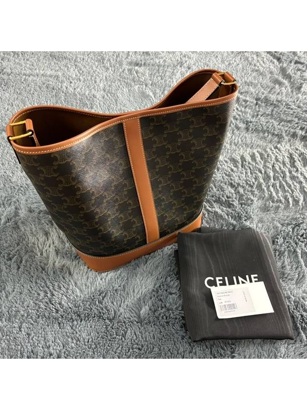 Medium Bucket In Triomphe Canvas And Calfskin Tan - CELINE - BALAAN 7