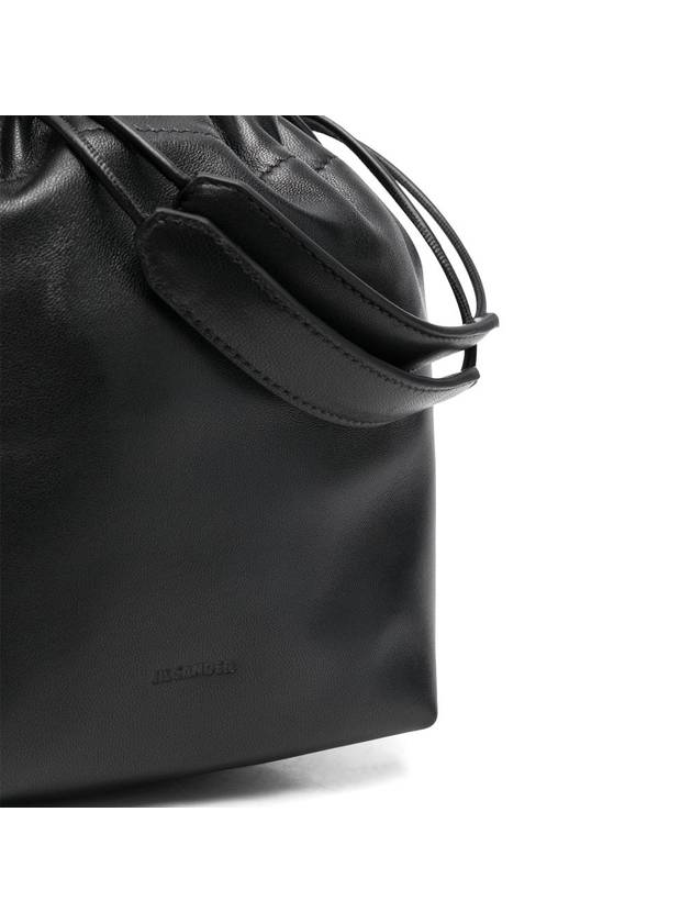 Drawstring Nappa Bucket Bag Black - JIL SANDER - BALAAN 4