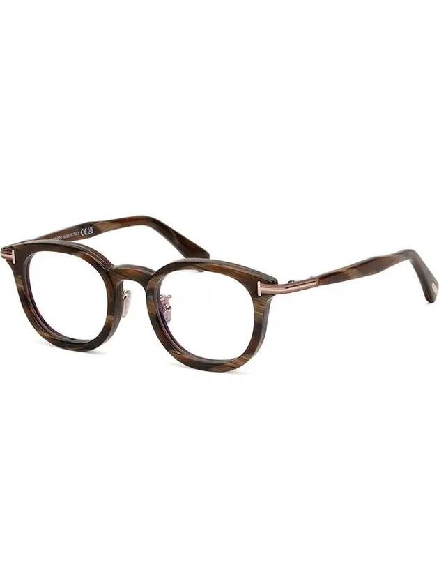 Blue light blocking glasses frame TF6009DB 062 Brown horn rim fashion round Asian fit - TOM FORD - BALAAN 7