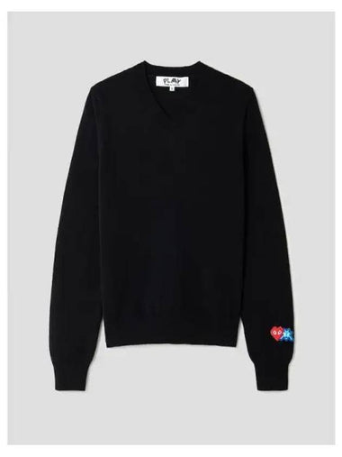 Women s Invader Double Heart Wappen Knit Sweater Black Domestic Product GM0023031075481 - COMME DES GARCONS PLAY - BALAAN 1