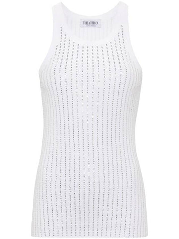 The Attico Rhinestone-Embellished Cotton Tank Top - THE ATTICO - BALAAN 1