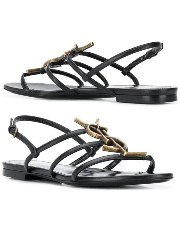 Cassandra Flat Sandals Black - SAINT LAURENT - BALAAN 2