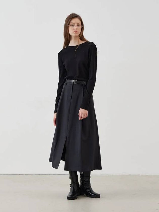 Wool slit long skirt charcoal - LESEIZIEME - BALAAN 1