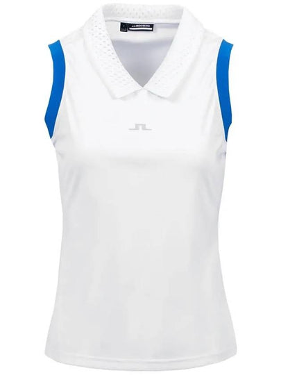 Golfwear Women's Glass Sleeveless Top White Blue - J.LINDEBERG - BALAAN 2