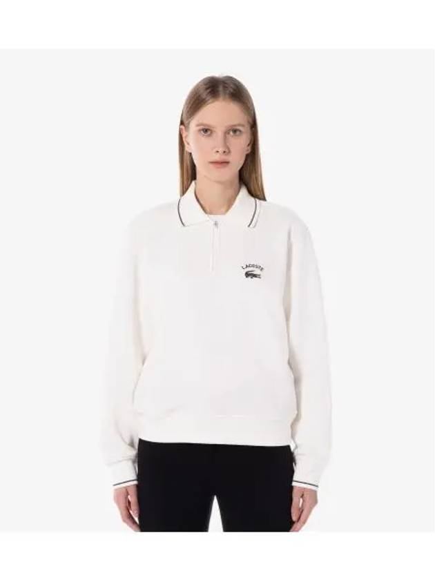 Women s CP Chouli Collar Half Zip Up OFFWHITE Off White - LACOSTE - BALAAN 1