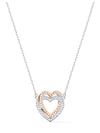 Hyperbola Double Heart Crystal Pendant Necklace Silver - SWAROVSKI - BALAAN 1