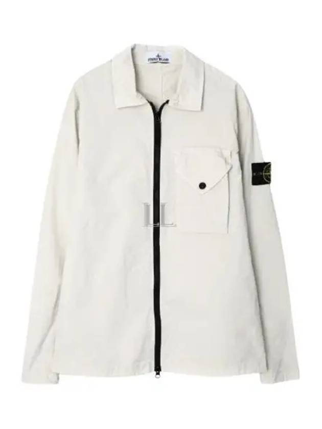 Stretch Cotton Gabardine Overshirt Jacket Stucco - STONE ISLAND - BALAAN 2