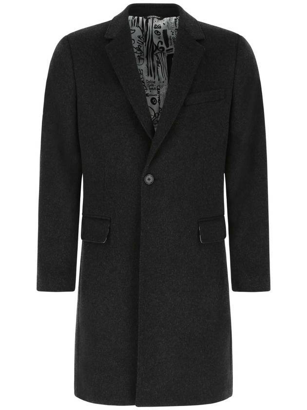 Slate Wool Blend Coat Black - DOLCE&GABBANA - BALAAN 1