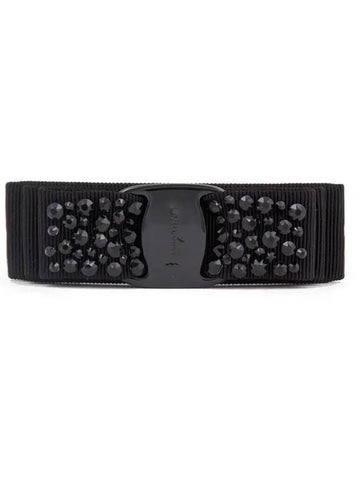 Vara Bow Swarovski Hair Clip Black - SALVATORE FERRAGAMO - BALAAN 1