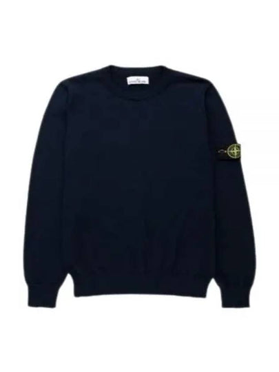 Crewneck Soft Cotton Knit Top Navy - STONE ISLAND - BALAAN 2