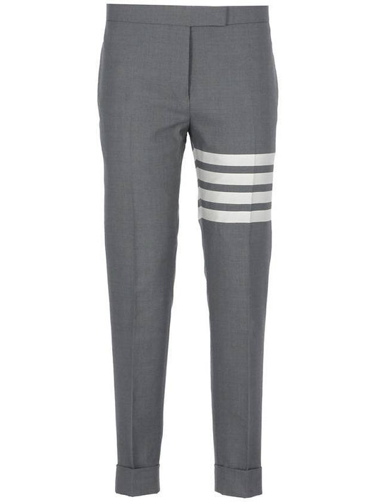 Men's Plain Weave 4 Bar Low Rise Skinny Straight Pants Grey - THOM BROWNE - BALAAN 1