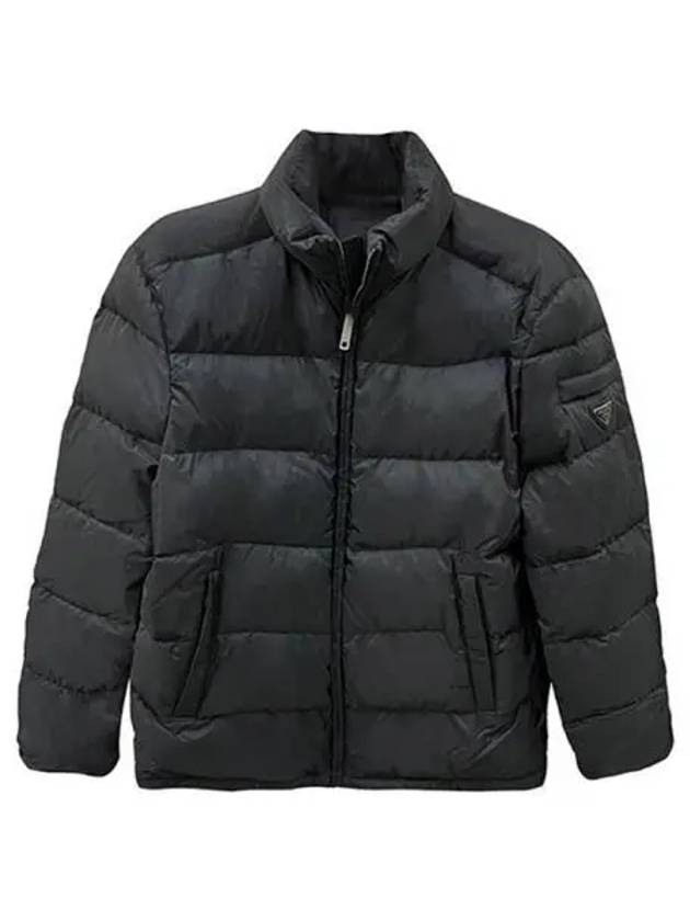 Triangle logo puffer down jacket black men s padding 270108 - PRADA - BALAAN 1