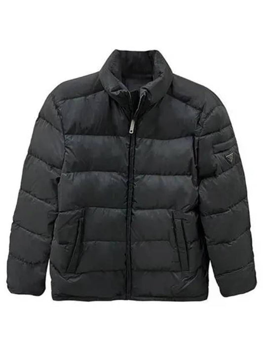 Triangle logo puffer down jacket black men s padding 270108 - PRADA - BALAAN 1