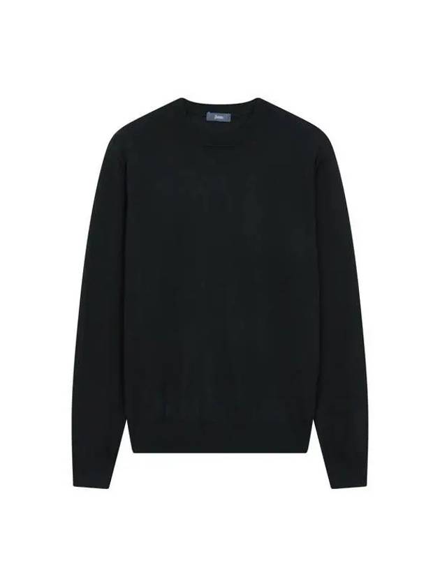 Men s Soft Wool Crew Neck Pullover Black 271502 - HERNO - BALAAN 1